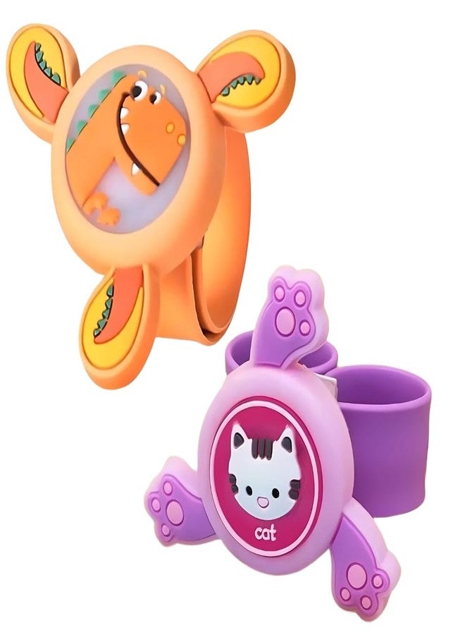 PLUSPOINT 2Pcs Wrist Band for Boys and Girls Spinning Slap Band Cute Cartoon Bracelet Wrist with Lights, Great Birthday Gift Toys for Return Gift for Kids Rakhi - Image 1